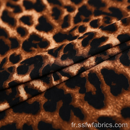 Tissu imprimé léopard Spandex extensible tricoté à la mode